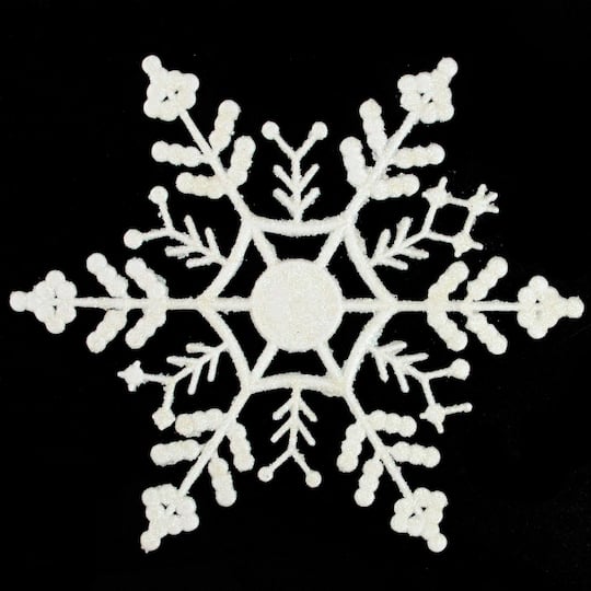 12ct. 6.25" White Glitter Snowflake Hanging Christmas Ornaments